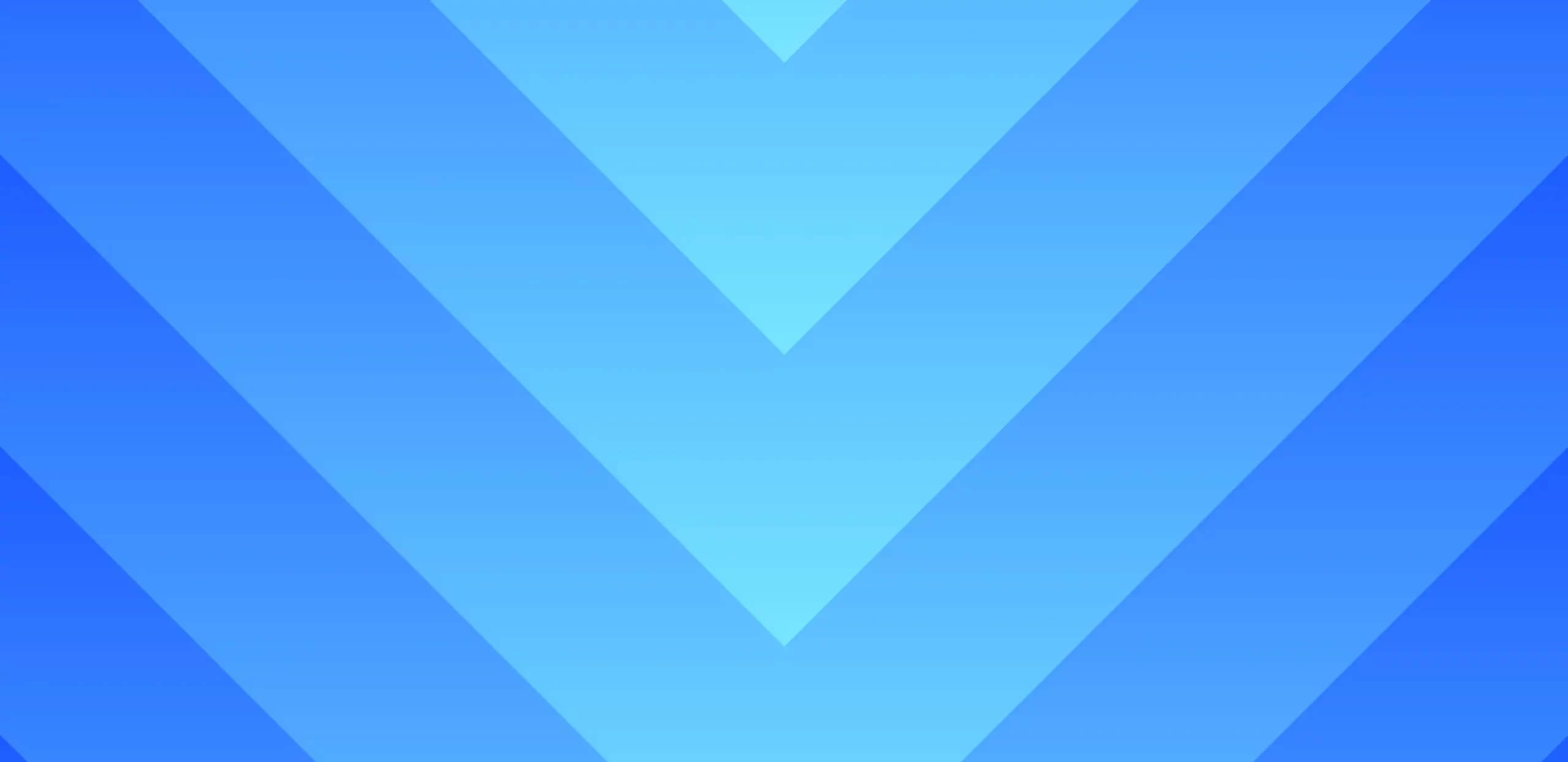 A blue geometric background with large, overlapping V-shaped chevrons pointing downward, creating a gradient effect from light to dark blue.